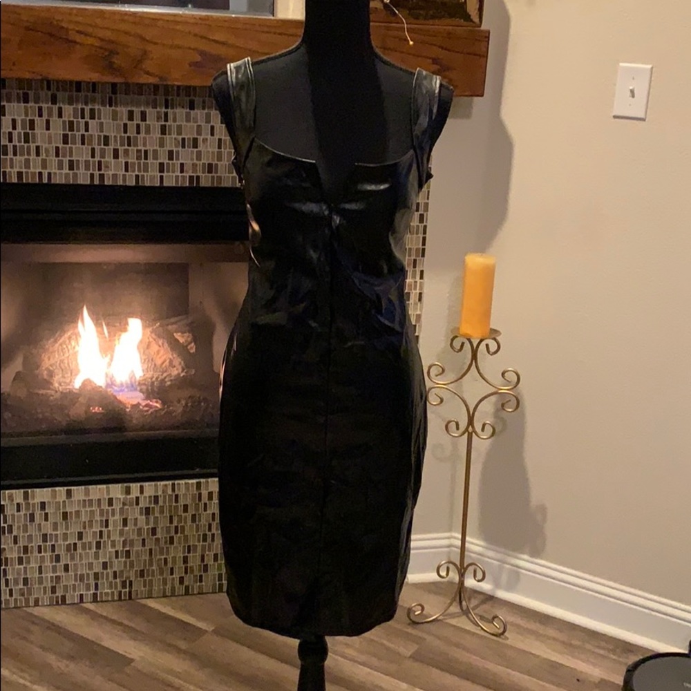 Black leather dress